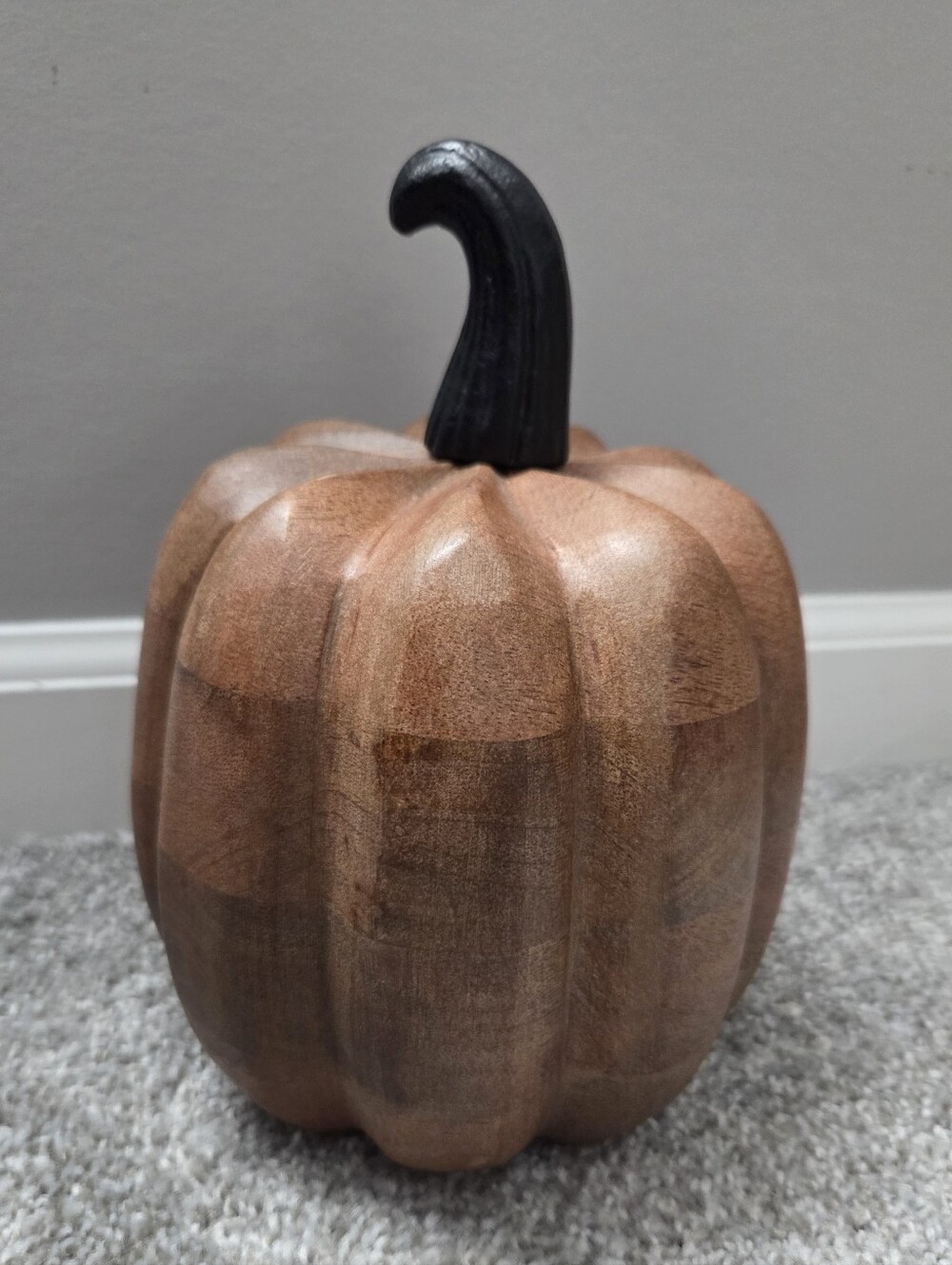 Mango Wood Pumpkin with Black Stem